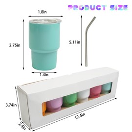 S-SNAIL-OO - Juego de vasos de chupito con popote, de sublimación de doble capa de metal, bonitos vasos de chupito de 3 onzas con tapas para bebidas, café, cócteles (6 unidades, multicolor)