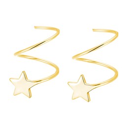 SLUYNZ 925 Sterling Silver Star Earrings for Women Fashion Star Wrap Earrings (Color 3-gold)