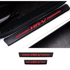 4Pcs Car Door Threshold Protection Sticker, Door Sill Plate Protectors Reflective 4D Carbon Fiber Sticker Decorative Door Entry Guard Door Sill Scuff Plate Film Compatible with HRV