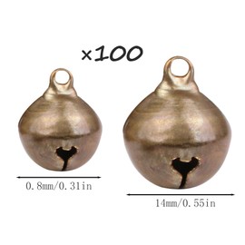 Bustlwor Pack of 200 vintage bells in bronze, bells for crafts, small bells, suitable for crafts, jewellery, Christmas decorations, pet bells (8 mm, 14 mm)