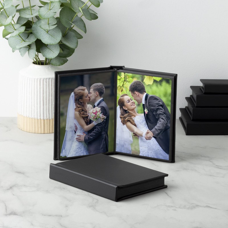 Neil Enterprises Inc. 5" x 7" Black Leather Self-Stick Photo