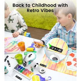 EazeID Embossing Label Maker Machine, Retro Embossed Label Maker, Portable Emboss Machine with 3 Rolls 3D Embossing Label Tapes for Kid DIY Home School Supplies Office Organization