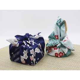 Waraku Fuuka Japanese Reusable Furoshiki Fabric Bento Gift Wrapping Cloth 100% Cotton (19.7"×19.7", Fuji Ume)
