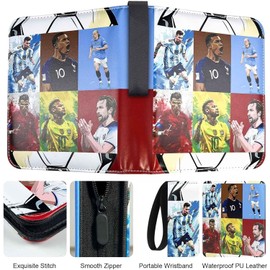 FOTSOCCBAS Football Cards Scrapbook with Zip and 50 Removable Pages for 900 Cards, Football Trading Card Album 9 Compartments, Large Cards Book, Sports Cards Folder (900)