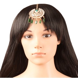 Touchstone Indian Bollywood Stylish Contemporary Designer Jewelry Wedding Head Accessory Mangtika with Beautiful Chain for Women in Gold or Silver Tone for Women., Rhinestone, No Gemstone