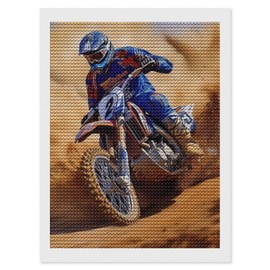 TEERMLLQWA Diamond Art Kit for Adults - Man Motocross Painting for Home Wall Decor - 5D Diamond Art 12x16 Inch