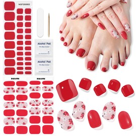 DUKASOU Nagelfolie UV Härtend - Fußnägel Zum Kleben UV Gel Nagelfolie Selbstklebend Nail Stickers 2 Set,UV-Lampe Erforderlich,Lang Anhaltende (Scharlachrote)