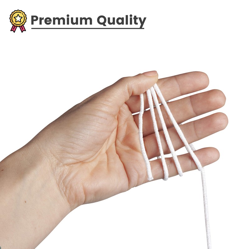 Elastic Cord for Masks, 3mm Elastic for Face Masks (White,
