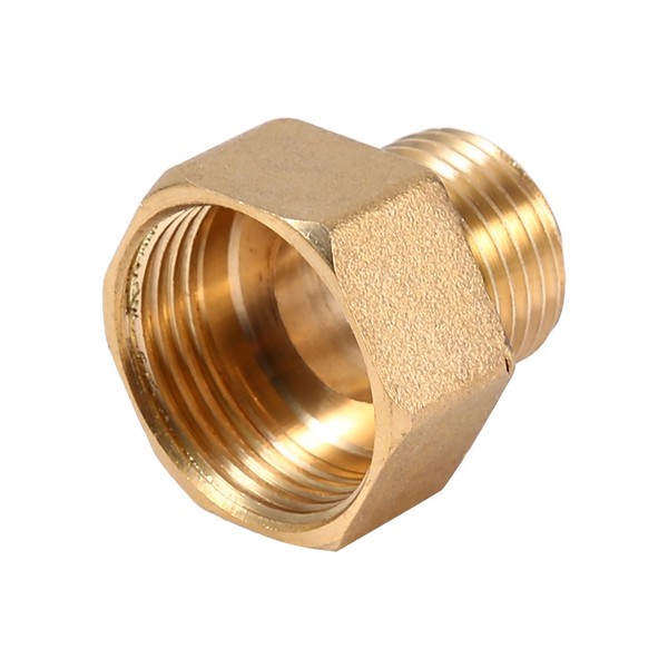 Brass Pipe Fitting Pipe Connector Thread Fitting Thread Pipe Fitting Hex Bush Adapter Brass Gold Tone Male Thread 1/2 BSPT Female Thread 3/4 BSPT Length 27mm