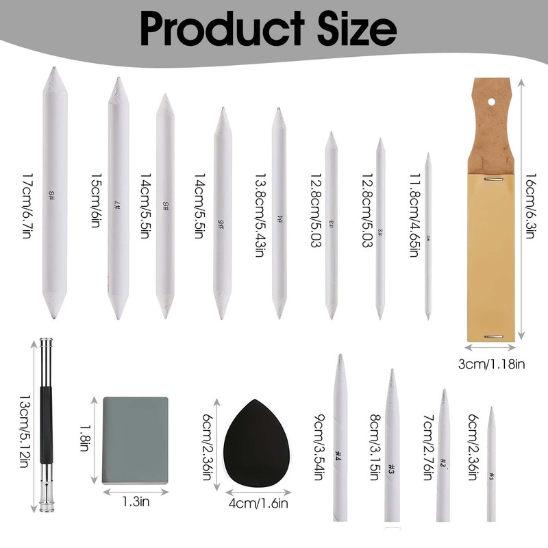 43 Pcs Blending Stumps for Drawing Tortillions Blending Sticks Paper
