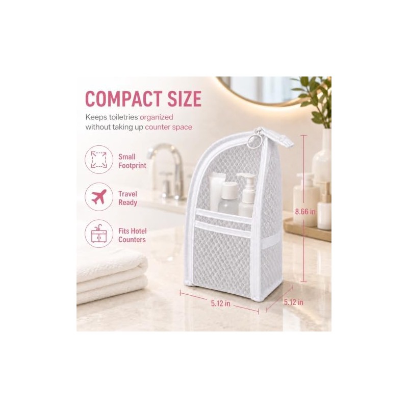 Hanging Travel Toiletry Organizer, Compact Cosmetic and Bathroom Storage Bag