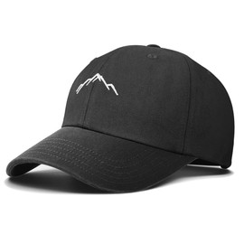 OUTDOOR SHAPING Mountain Embroidery Dad Hat - Soft Washed Cotton Unstructured Baseball Cap for Unisex Adjustable Vintage Style Black L/XL​