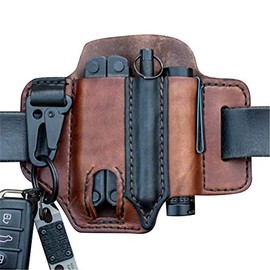 Yunobi Leather Sheath EDC Organiser Belt Loop Leather Multitool Holder with Key Holder Belt and Torch Case Multitool Bag