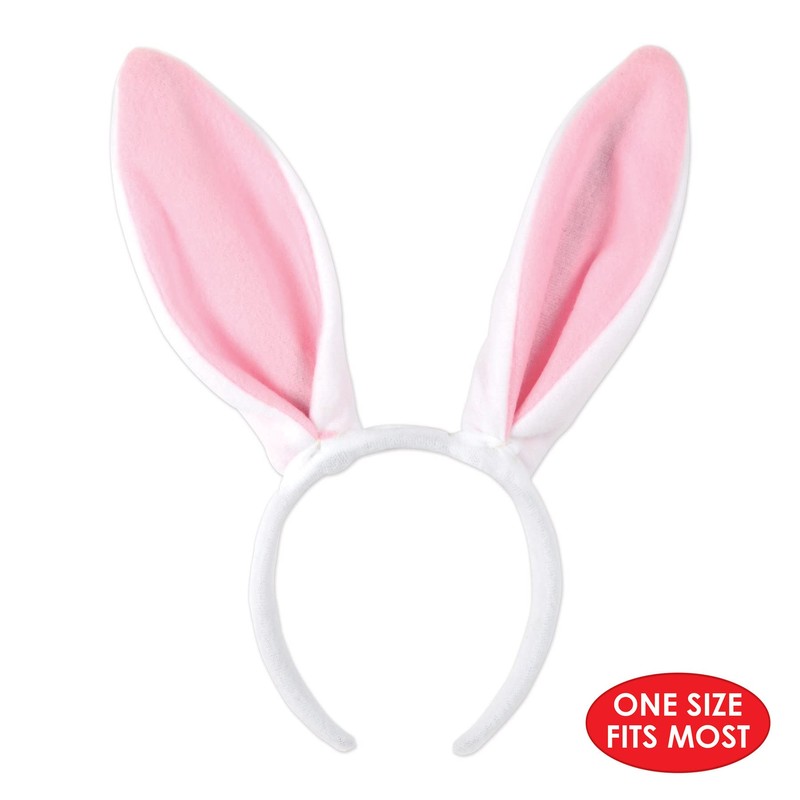 Soft-Touch Bunny Ears (white & pink) Party Accessory (1 count)
