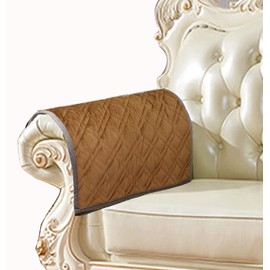 ZUODO Sofa Armrest Slipcovers Velvet Non-Slip Plaid Quilted Yellowish Brown Removable Slipcover for Chair Sofa Armrests 50x60cm Khaki Double Plaid 1 Pair