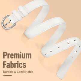 SANSTHS Women Leather Belt for Jeans Fashion Ladies Dress Belt With Single Prong Buckle, White XXL