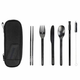 EcoVessel 6 Piece Stainless Steel Utensil Set, Black Shadow