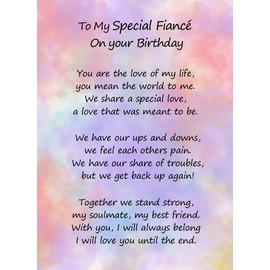 Romantic Birthday Verse Poem Card (Special Fiance)