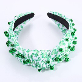 Boderier St.patricks - Diadema de trébol verde con abalorio y nudos para fiestas (patrón de trébol de abalorio)