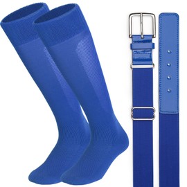 Ratokaler Baseball Socks and Belt Combo for Youth Adult Softball Sock Belt for Boys and Girls, Blue, Medium