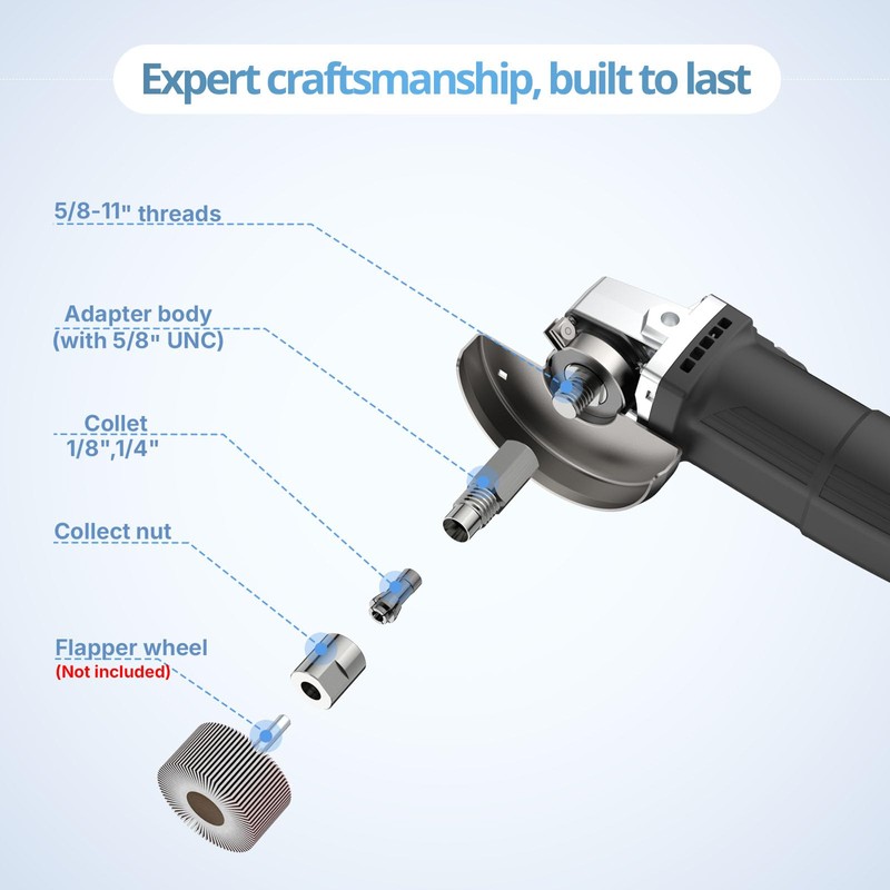 Neeki Flapper Adapter, stainless steel angle grinder adapter, compatible with