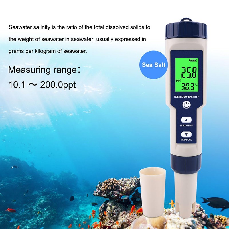 Digital Salinity Meter, EZ-9909 5 in 1 5 in 1