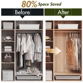 TAILI Hanging Vacuum Storage Bags for Clothes, 4 Packs (135x70cm), Vacuum Storage Bags for Suits, Coats, Jackets or Dresses, Save 80% Space Clothes Vacuum Bags