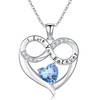 TANGPOET March Aquamarine Birthstone Necklace for Women Girls Sterling Silver