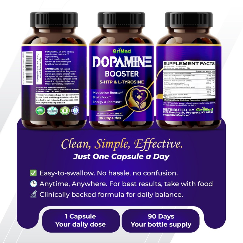 5-HTP L-Tyrosine with Magnesium + L-Theanine - 14,285mg Energy, Stamina,
