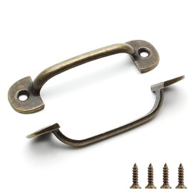 Bivethoi 20pcs Black Rustic Gate Handle, Gate Pulls Antique Cupboard Handles with Mounting Screws, Jewelry Box Door Handle Hardware for Small Wooden Box Decorative, 2 Inch Hole to Hole (Bronze)