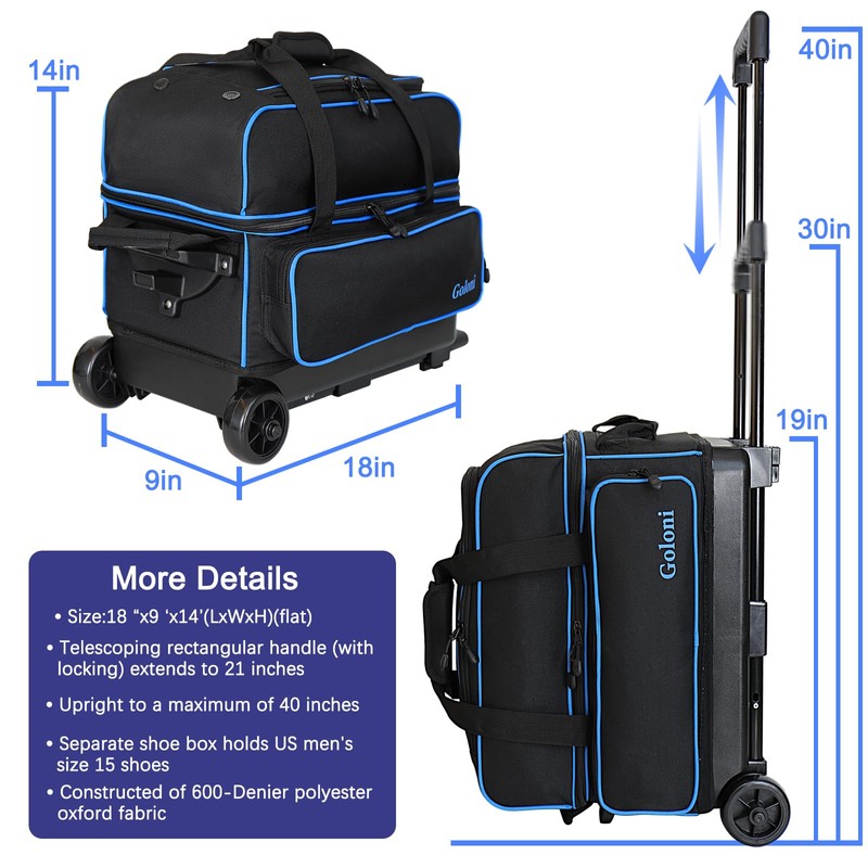 Goloni Double Roller 2 two bowling ball bag with wheels