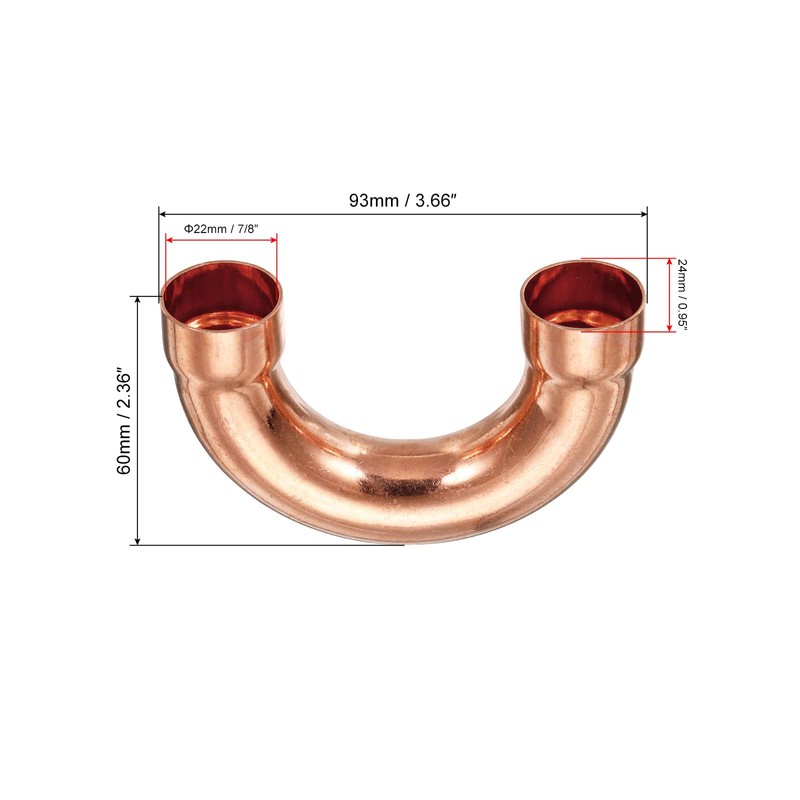 sourcing map U Shape Elbow 180 Degree Copper Pipe Fitting