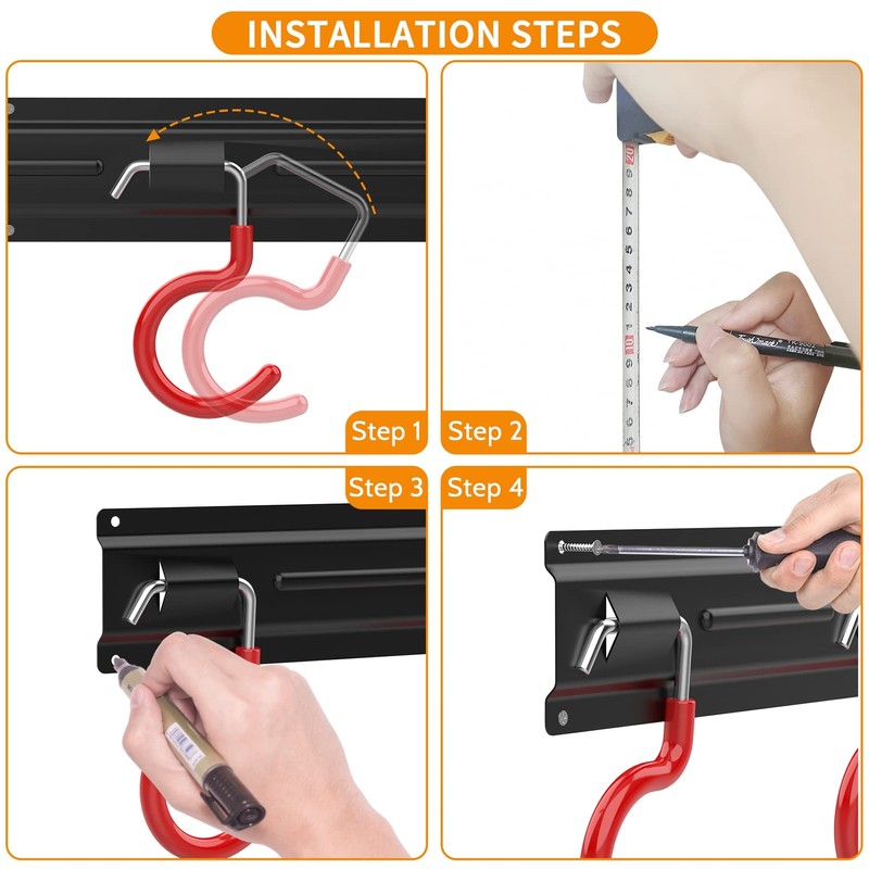 WALMANN All Metal 64 Inch Wall Mount Garden Tool Organizer