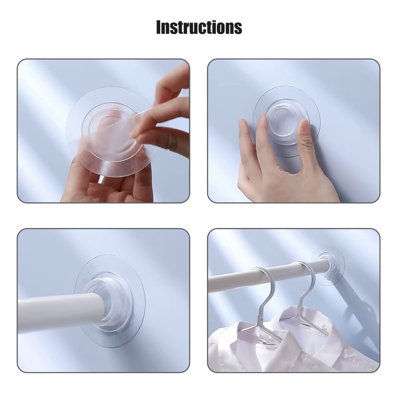 Self Adhesive Telescopic Rod Holder,Mounted-Free Shower Curtain Pole Support,No Drilling
