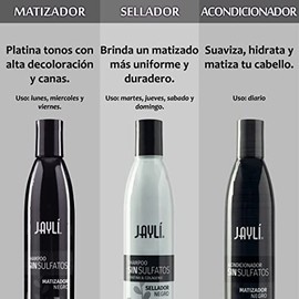 Jayli Shampoo Matizador + Sellador + Acondicionador Negro Sin Sal / Sulfatos / Parabenos (3 Pack), 320.0 mililitro