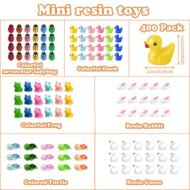 Barydat 400 Pcs Mini Resin Animals Figures Bulk for Pranks Hide Crafts Tiny Resin Miniature Toys Garden Accessories Mini Stuff for Valentine's Day Party Favors Gifts Garden Decoration(Cute)