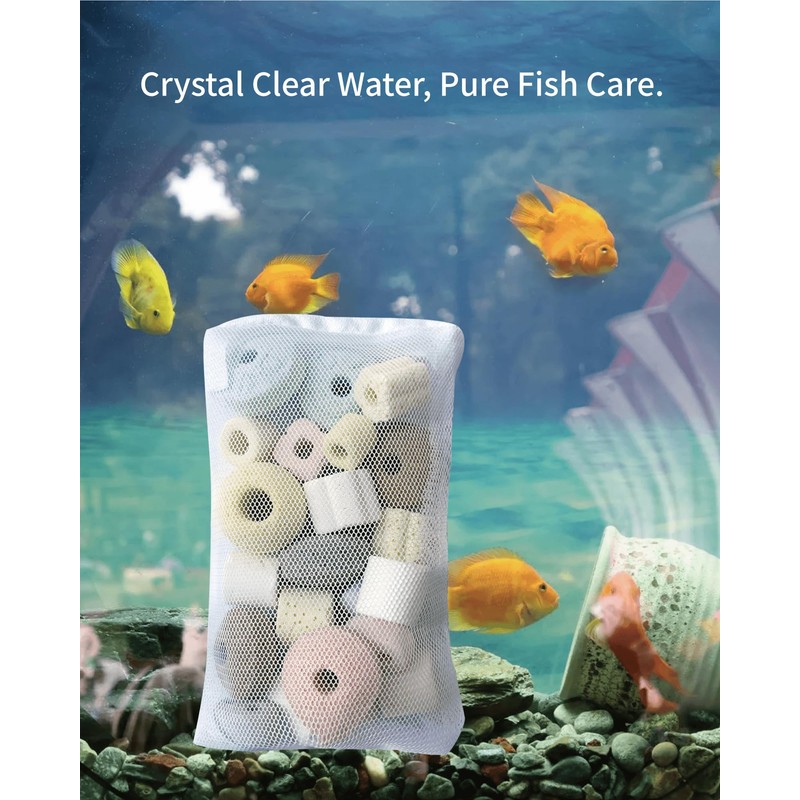 LLTGMV 10 Pcs Aquarium Filter Media Bags - Reusable Mesh