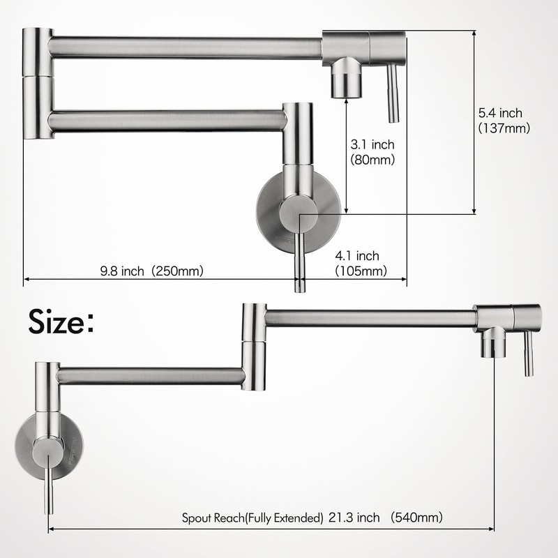 Fransiton Brushed Nickel Pot Filler, Pot Filler Faucet Wall Mount,