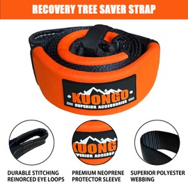 Tree Saver Strap 3in x 8ft Tow Strap 35000Lbs Break Strength, Emergency Recovery Winch Extension Rope for Off Road Vehicles