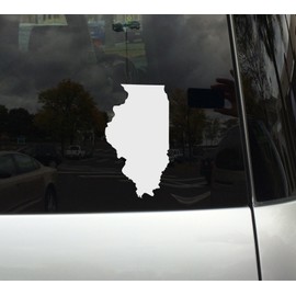 Illinois State Shape - The Prairie State - White Vinyl Decal Sticker for Cars, Laptops, Trucks and Glass (6 Inch)