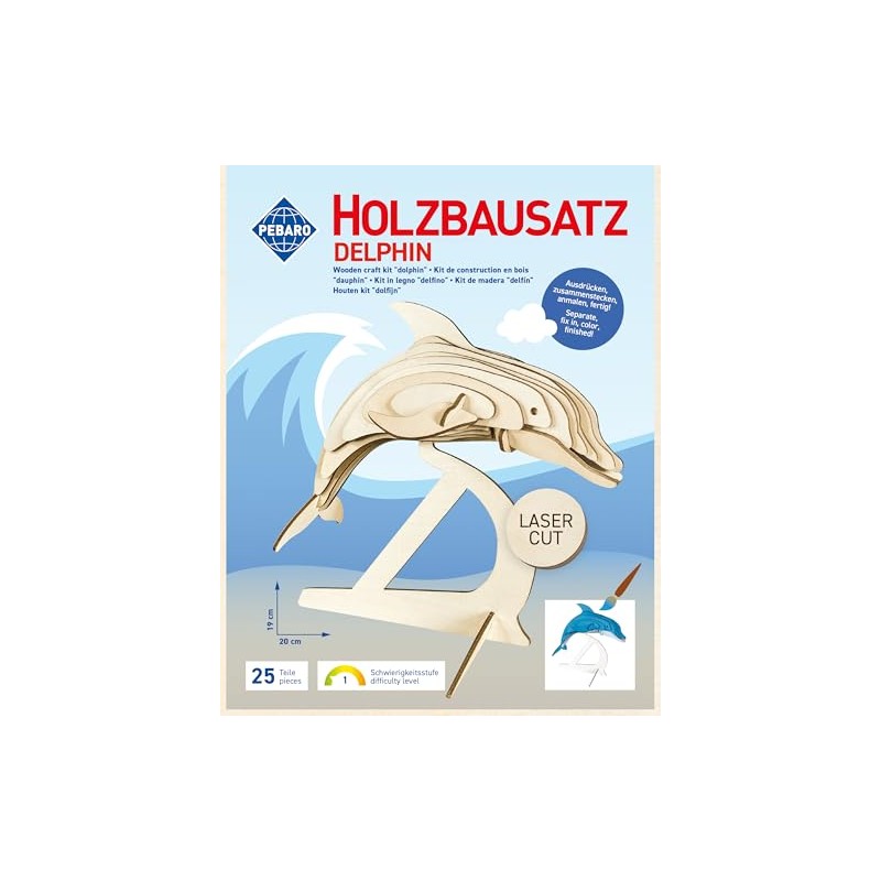 Pebaro 864/1L Wooden Construction Kit Dolphin Laser Cut 3D Puzzle