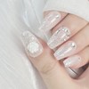 White Glitter Handmade Nail Tips - Clear / 하얀 반짝임