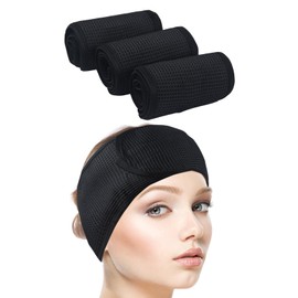 SINLAND Spa Headband for Women 3 Counts Adjustable Makeup Hair Band with Magic Tape,Head Wrap for Face Care Makeup and Sports