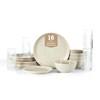 Stone Lain Dua 16-Piece Dinnerware Set Stoneware, Borosilicate Glass, White