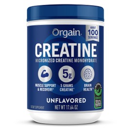 Orgain - Polvo micronizado de monohidrato de creatina, 0.18 oz, sin sabor, 100 porciones