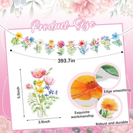 Saypacck 32.8ft Colorful Paper Wildflowers Garlands Paper Cutouts Flower Hanging Garland Banners Floral Backdrop Party Decoration for Birthday Baby Shower Party Decor (Elegant)