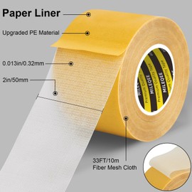 MILEQEE 2Pack Double-Sided Mesh Carpet Tape Heavy Duty, 2inx33FT (66FT Total), High Stickiness Strong 2 Sided Tape for Rugs,Durable Duct Cloth Tape,Multipurpose Tape Removable Residue-Free,Easy Tear