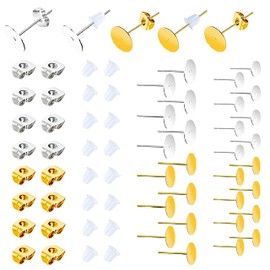 Huucky 450PCS Earring Posts and Backs,Stainless Steel Earring Studs for Jewelry Making,Hypoallergenic with Butterfly and Rubber Earring Backs for Jewelry DIY Making Findings