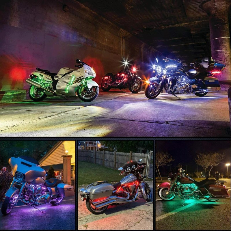Nilight 12PCS Motorcycle RGB LED Light Strip Kit Under Glow