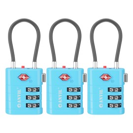 ANVIL Luggage Locks, TSA Locks for Luggage, Advanced TSA008 core, Alert Indicator. A Great Suitcase Lock, Backpack Lock, Gym Lock, Travel Lock for Travel and Daily use. (3, Bule)